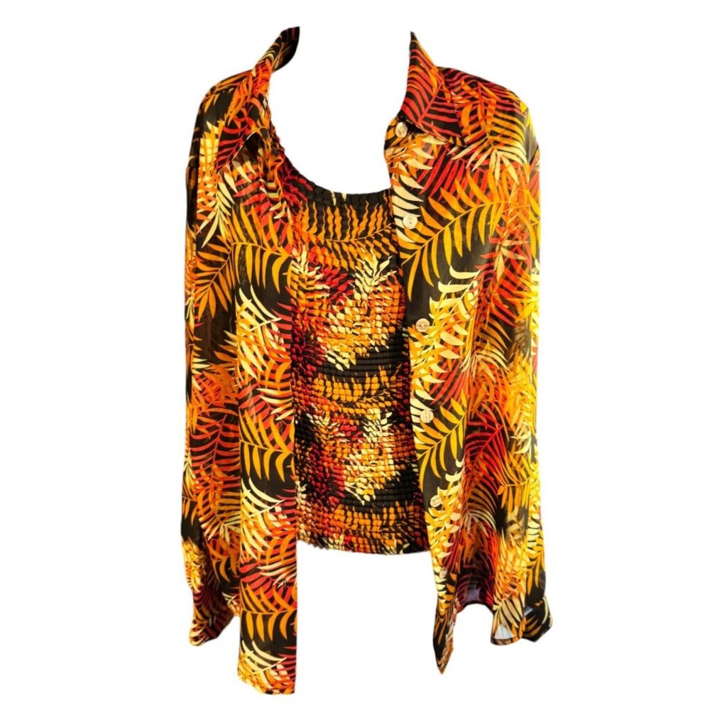 Jordan Blue Label Womens 2-Piece Set Long Sleeve Button-Up & Sleeveless Tank - Picture 2 of 13